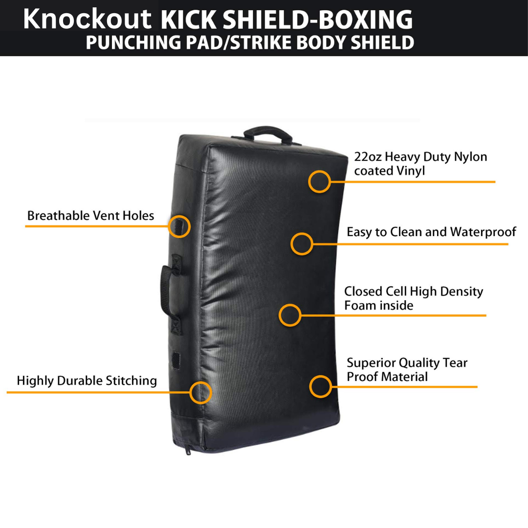 Curved kick shield Thai pad for training Martial Arts punches and kicks blocking surface, strike body sports shield Adult Size 28"x15" and Kids Size 24''x13''- 1 Piece