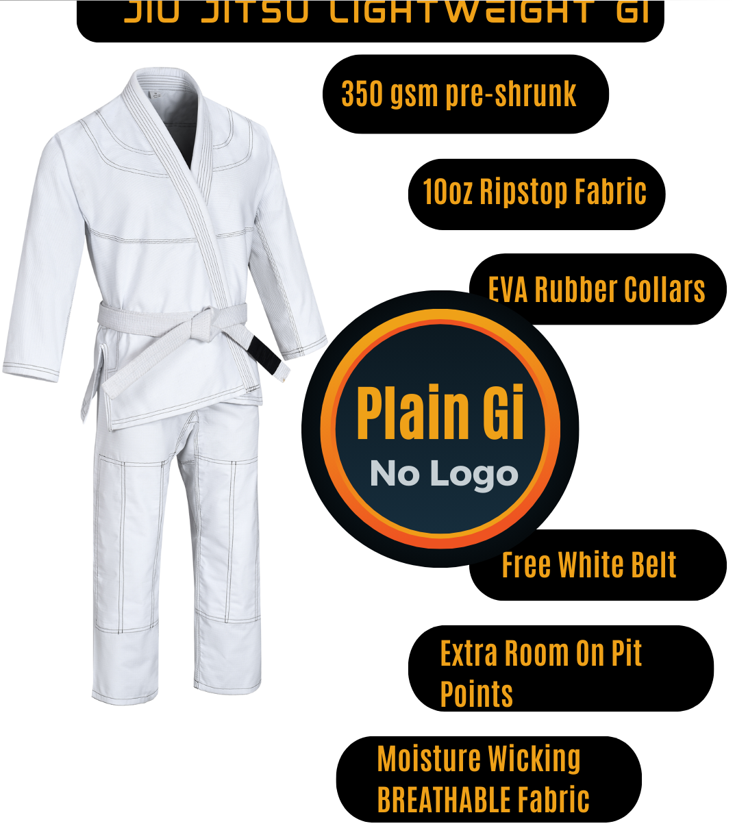 Customized White Brazilian Jiu Jitsu Gi For Men, BJJ Gi Women Grappling gi ULTRA LIGHT, PRESHRUNK Sweat Wicking Fabric