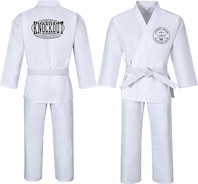 Customized Black Karate Uniform 7.5oz Medium Weight With Your Logo & Screen Printing For Kids & Adults