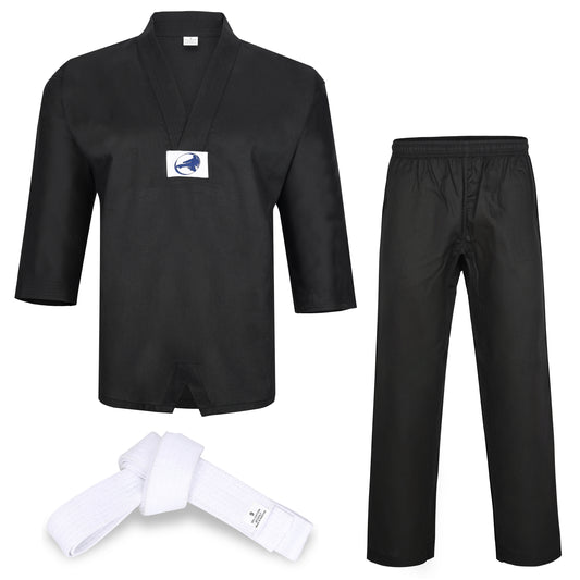 Taekwondo Uniform V-Neck Pull Over with Free Belt for Martial Arts Training MMA Competition